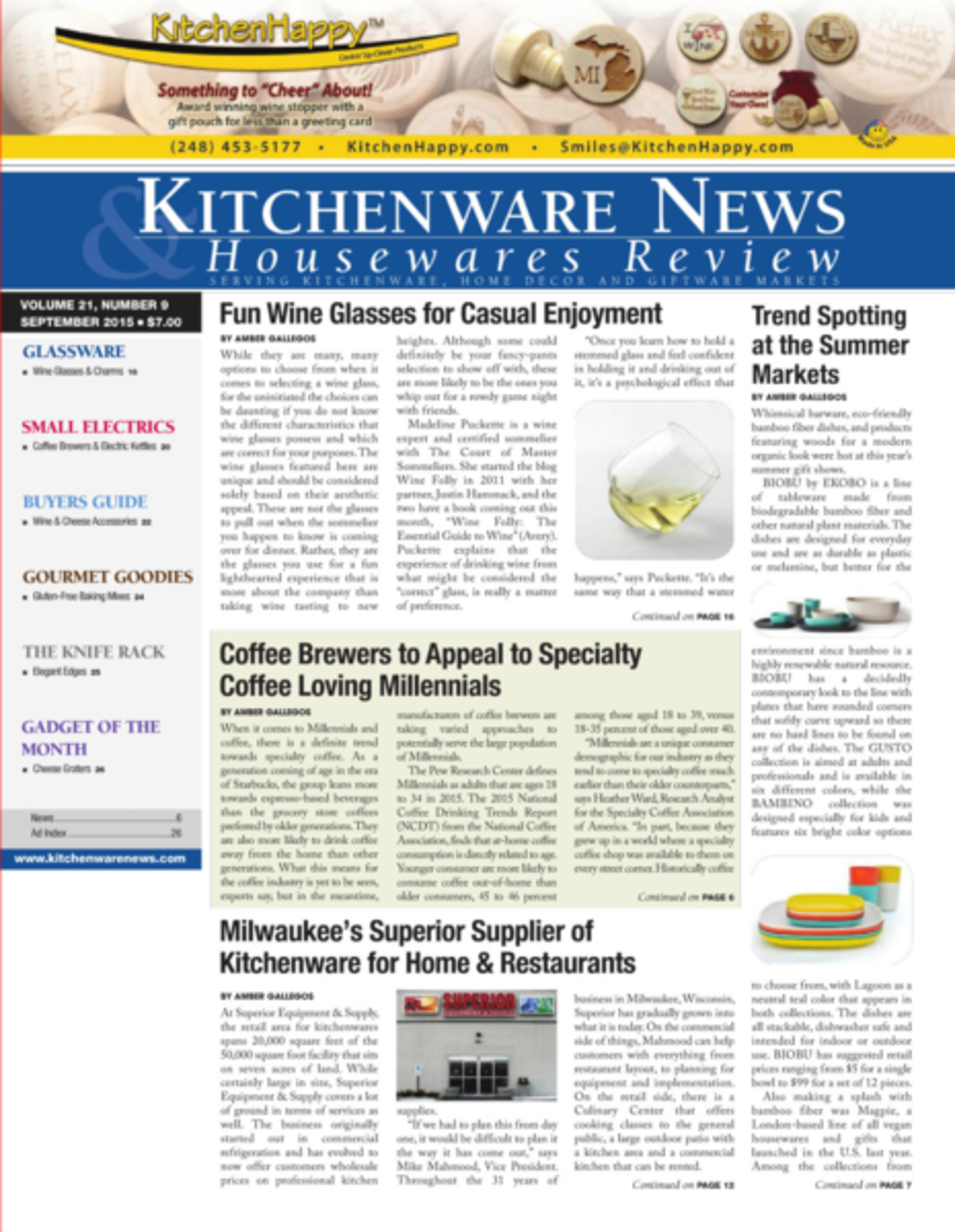 Jean Dubost - Kitchenware news & Housewares news, Septembre 2015