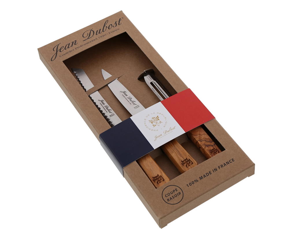 Jean Dubost Laguiole collection Elysée marquage RF République française coffret  3 couteaux cuisine