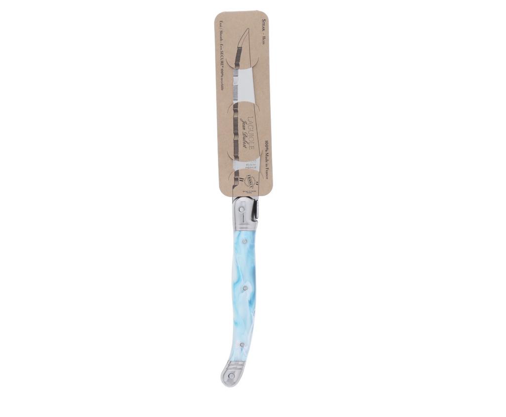 Couteau Jean Dubost Laguiole bleu amazonite certifié Origine France Garantie etui ecosecure