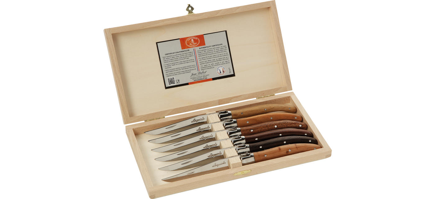 Coffret 6 couteaux Jean Dubost Laguiole manches bois mixés made in France